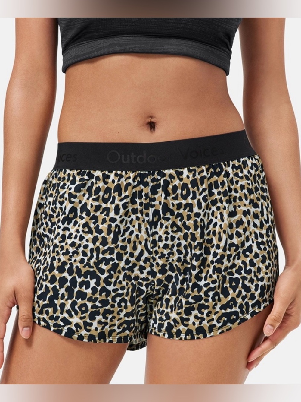 Outdoor Voices Relay 3” Shorts | XL | Leopard Print | Like New